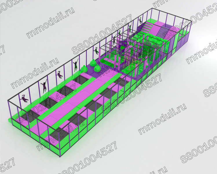 Батутный комплекс "Прыгалки" 21,0х5,0х2,5м