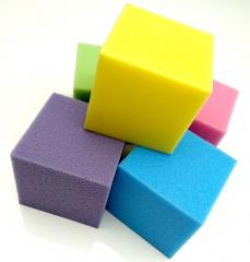 Поролоновые кубики 20/36 плотность размеры: 10/10/10 Зеленый, Голубой, Синий, Серый, Желтый, Красный, Бордовый